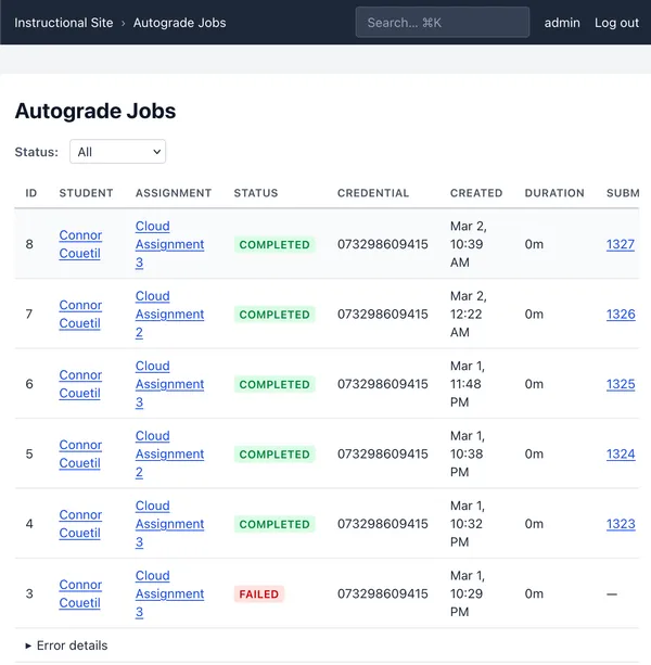 Instructional Site autograde jobs