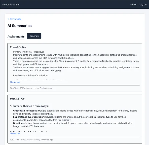 Instructional Site Ed AI Summaries