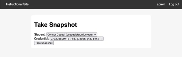 Instructional Site Take Snapshot page